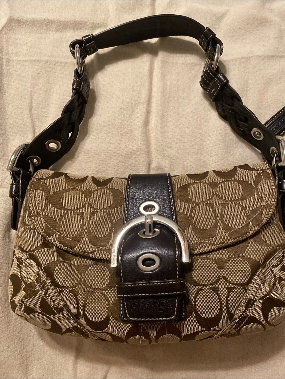 Vintage Coach Mini Soho Brown Signature Shoulder Bag